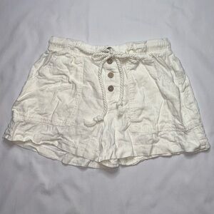 Free People Size XS White Linen Blend Boho Coquette Drawstring Shorts